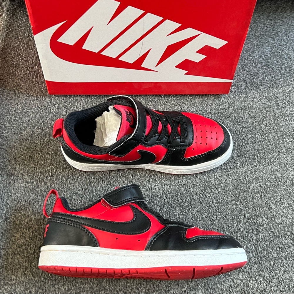 Nike Kids Borough Low Recraft in Black Red Black and Red Sneakers - Picture 9 of 12